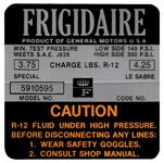 Decal, AC Compressor, 1967-68 Buick Frigidaire, #5910595