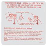 Decal, Jacking Instructions & Tire Pressure, 1965 Skylark/Special, In Trunk