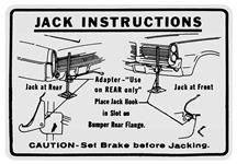 Decal, Jacking Instructions, 1964 Pontiac, In Trunk