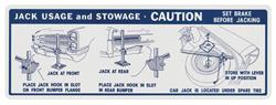 Decal, Jacking Instructions, Late 1966 Pontiac Convertible, 12-3/4" x 4-1/2"