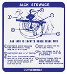 Decal, Jack Stowage Instructions, 1968 Pontiac, Convertible