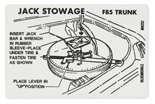 Decal, Spare Tire & Jack Stowage, 1969-72 Cutlass, In Trunk, GM # 404252