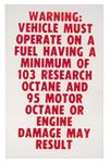 Decal, Fuel Recommendation, 1964-72 Chevelle/EC/MC, 103 Research Octane