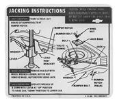 Decal, Jacking Instructions, 1967 Chevelle, GM Number: 6903937, Dated: 4-11-66