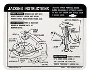 Decal, Jacking Instructions, 1968-69 Chevelle, Except 1969 SS, 3926719, 4-6-67