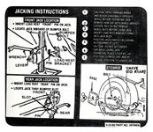 Decal, Jacking Instructions, 1970 El Camino, GM Number: 3979908, Dated: 4-22-69