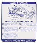 Decal, Jack Stowage Instructions, Early 67 GTO/Tempest/LeMans, GM # 977809