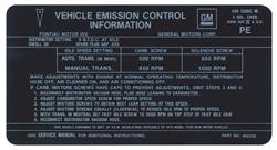 Decal, 70 Pontiac, Emissions, 400 4V, Ram Air IV, PE