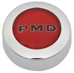 Center Cap, Rally II Wheel, 1970-72 Pontiac, Red, PMD w/ Black Letters