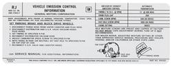 Decal, Emissions, 1975 Pontiac, 400-4V, AT, RJ 499383