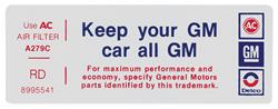 Decal, 77 Pontiac, 4V, Keep Your GM Car All GM, 8995541, RD