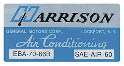 Decal, Evaporator Box, Harrison Air Conditioning, 1966 GM, EBA7066B