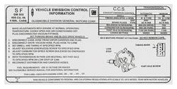 Decal, Emissions, 1972 Cutlass, 455-4V, MT