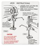 Decal, Jacking Instruction, 1964 Cutlass, In Trunk