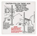 Decal, Jacking Instruction, 1968 Cutlass, In Trunk