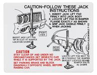 Decal, Jacking Instructions, 1970 Cutlass, In Trunk, GM # 406554