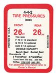 Decal, Tire Pressure, 1969 Cutlass, 442