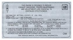 Decal, Emissions, 1968 Cutlass, 400-4V W-30, AT, OM