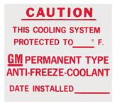 Decal, Cooling System Caution, 1964-72 Cutlass