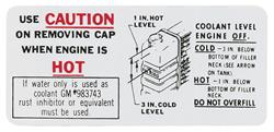 Decal, Cooling System Caution, 1964-65 Cutlass