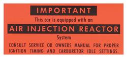 Decal, 66-67 Cutlass, Air Injection Reactor, Calif.