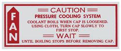 Decal, 79-80 Malibu, Fan Caution