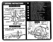 Decal, Jacking Instructions, 1971 El Camino, GM Number: 3996914, Dated: 5-26-70