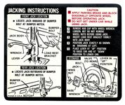 Decal, Jacking Instructions, 1972 El Camino, GM # 6264837, Dated: 5-10-71