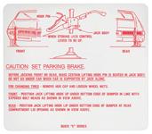 Decal, Jacking Instruction, 1969 Riviera, In Trunk