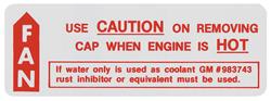 Decal, Cooling System Caution, 1966-67 Cutlass