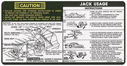 Decal, Jacking Instruction, 1978 G-Body, GM # 14000188, Dated: 10-24-77