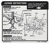 Decal, Jacking Instructions, 1967 El Camino, GM Number: 3930968, Dated: 4-11-66