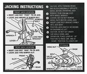 Decal, Jacking Instructions, Late 1970 Chevelle, GM#: 3983326, Dated: 7-16-69