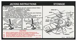 Decal, Jacking Instructions, 1973 Chevelle, GM Number: 331899, Dated: 10-4-73