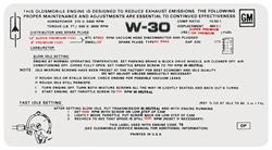 Decal, Emissions, 1970 Cutlass, 455-4V/W-30, MT, OP