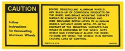 Decal, Caution,  Aluminum Wheel, 1977 Pontiac, #10000182