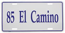 License Plate, Custom, 1985 El Camino