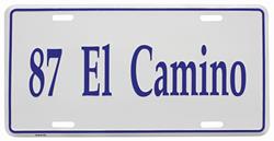 License Plate, Custom, 1987 El Camino