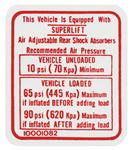 Decal, Air Shock Instruction, 1975-1978 Chevrolet, Super Lift, GM # 10001082