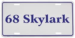 License Plate, Custom, 1968 Skylark