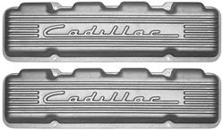 Valve Covers, 331-429 Cadillac, Finned, Raised Script