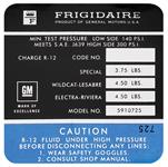 Decal, AC Compressor, 1971 Skylark GS, Frigidaire