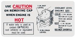 Decal, Cooling System Caution, 1965-67 Pontiac