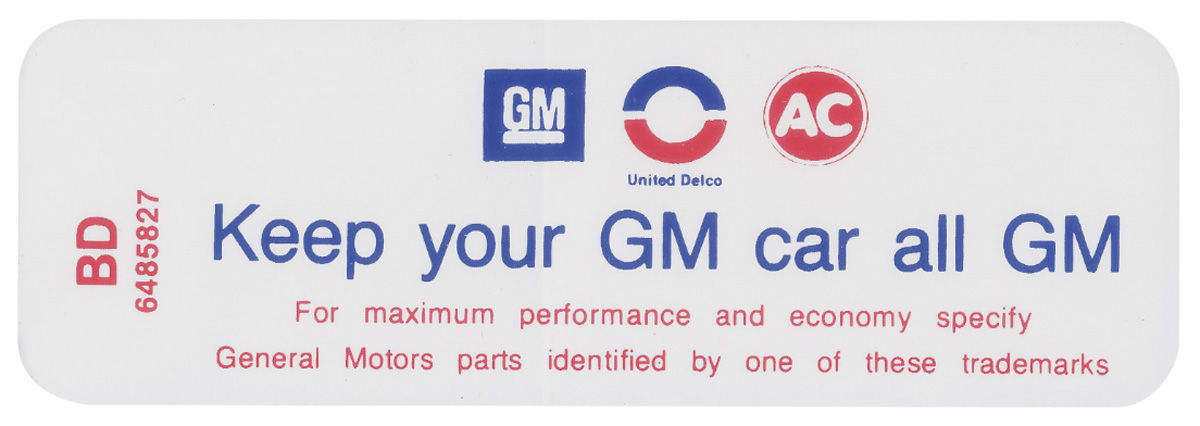 Decal, 70-71 Skylark, Air Cleaner, 455, 4V, 6485827, Keep your GM car ...