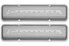 Valve Covers, 1959-86 SB Perimeter Bolt, Finned, Chevrolet Script, Tall