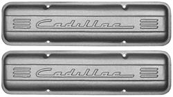 Valve Covers, 1959-86 Chevrolet SB, Perimeter, Finned w/Cadillac Script, Tall