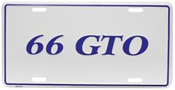 License Plate, Custom, 1966 GTO