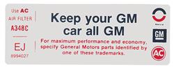 Decal, 1975 Pontiac / Cadillac, Keep Your GM Car All GM, EJ