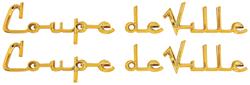 Emblem, Fender, 1956 "Coupe DeVille" Script, Gold, 3-Piece, Pair