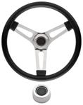 Steering Wheel Kit, 59-69 GM, Symm. Foam, 1.5, Hi Rise Cap, Plain, Black